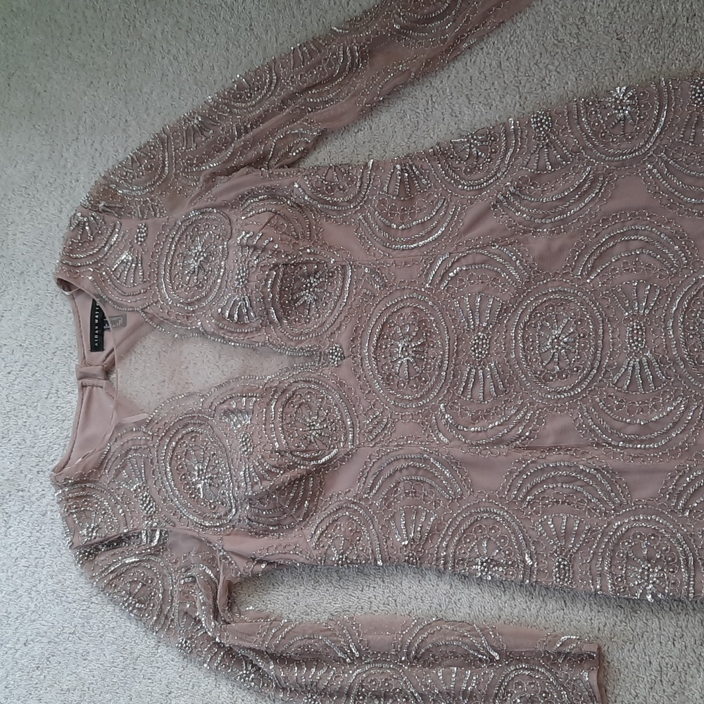 NWOT! AIDEN MATTOX BLUSH BEADED DESIGNER DRESS  GOWN SIZE 8